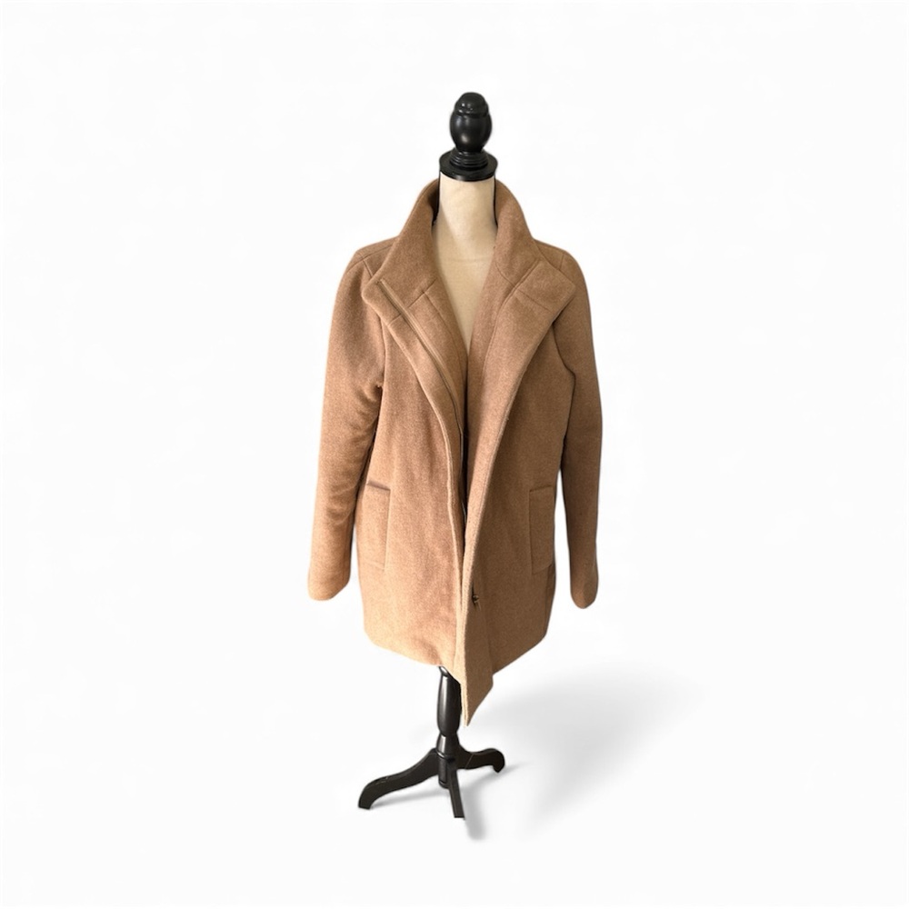 J.Crew Stadium-Cloth Cocoon Coat Camel Tan Zip Front Size 14 – Item 162